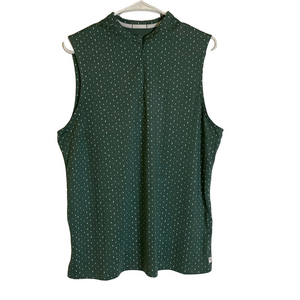 PUMA Quarter Zip Closure Polka Dot Tank Top, Women’s XL, Green White